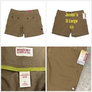 Junior’s Mossimo 11 Approx L Shorts Brown Khakis Chino Cotton Hiking Ripstop NWT